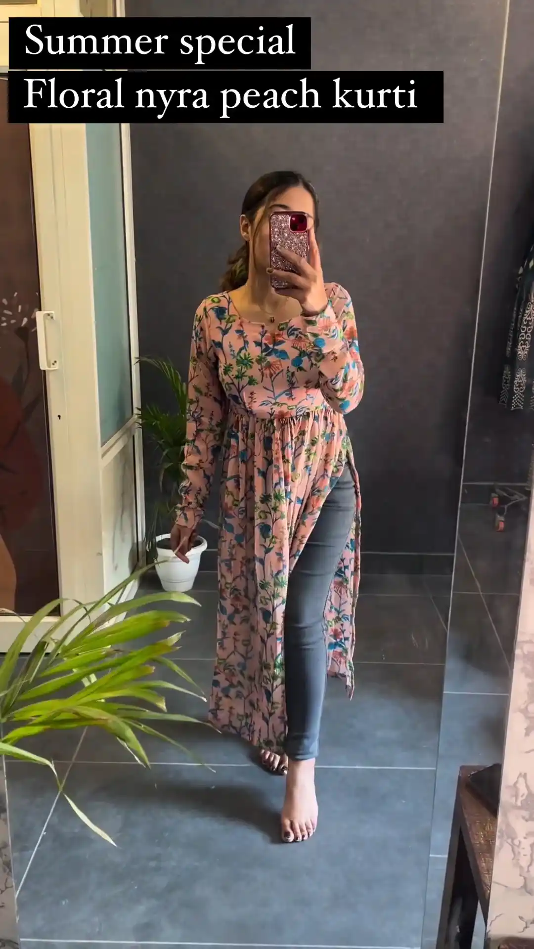 Presented Summer Special Floral Nyra Peach Kurti.png